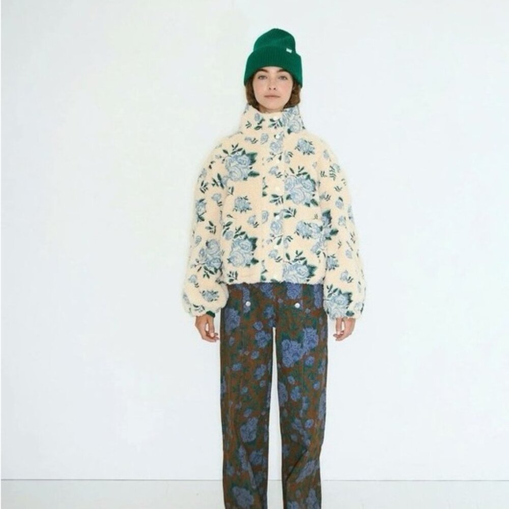 Tiny Big Sister Roses Sherpa Jacket